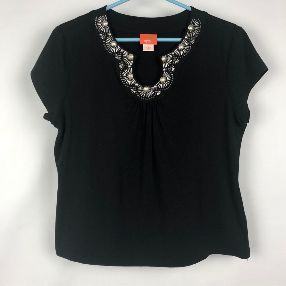 Hearts of Palm | Black beaded blouse